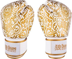 Okami Boxing Gloves Made of Synthetic Leather for Competition White