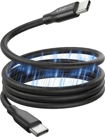 Linq Cablu USB-C la USB-C 80W 1.2m Magnetic Auto-înfășurare Negru