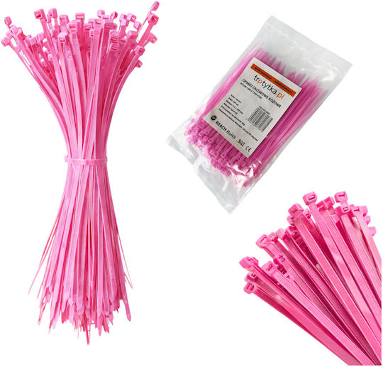 Tretytka Legături Cablu Din Plastic 100mmx2.5mm În Culoare Roz (100 Buc)