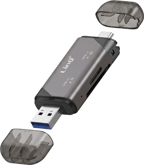 Linq Kartenleser SD microSD Hochgeschwindigkeits USB-C USB-A 5 Gbps Graue