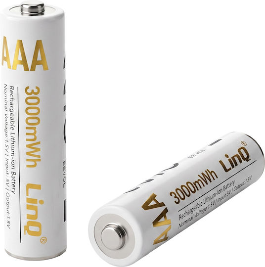 Linq 2-pack Aaa Rechargeable Lithium Batteries 3000mwh 1.5v White