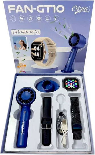 FAN-GT10 με Ασύρματο Ανεμιστήρα Χειρός Smartwatch (Μαύρο)