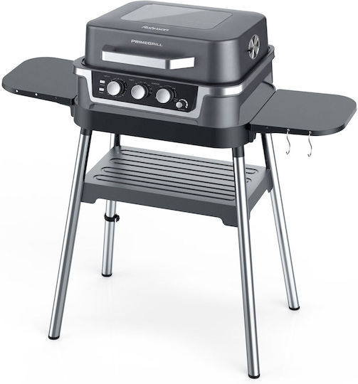 Rohnson Prime Elektrischer Grill Mit Beinen und Gerillter Platte 2600W Mit Deckel und Einstellbarem Thermostat 48.3x31.7cm