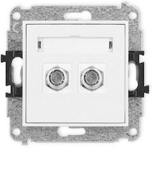 Mini Dual Tip Prizele Pentru Antene TV Sâmbătă Mecanism Priză Antenă F Placă Nichelată Alb Mat 25mgf-2