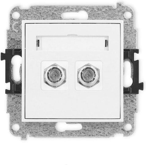 Icon Dual Type F Sat Antenna Jack Mechanism Nickel Plated White Igf-2