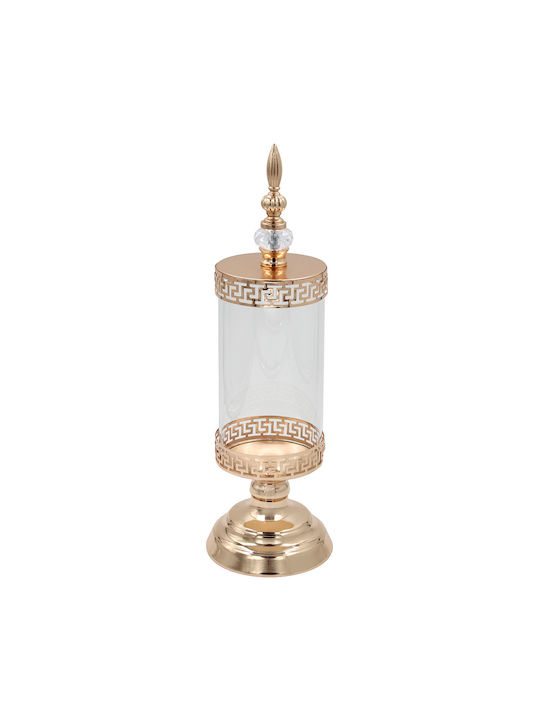 Keskor Glass Sweet Jar with Lid 12.5x12.5x40cm Gold