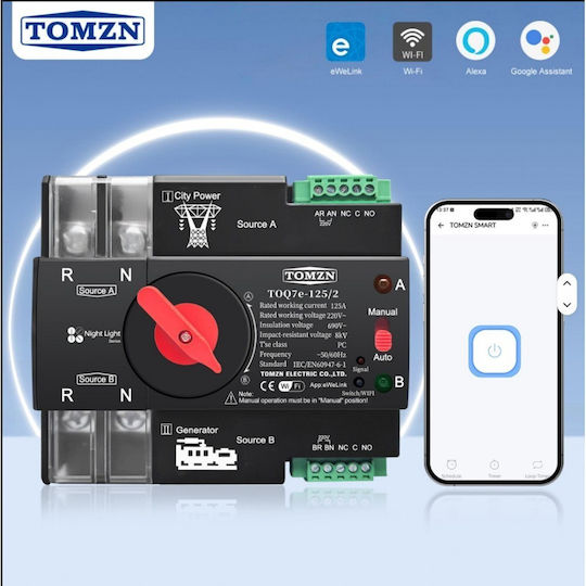 Two-Pole Changeover Rail Switch WiFi 230V 63A