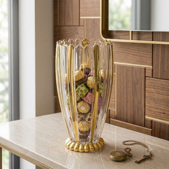 Keskor Decorative Vase Glass Gold Y27cm