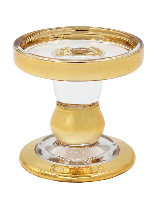Keskor Glass Candle Holder in Gold Colour 8.5x8.5x8cm