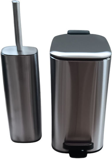 Eurocasa Inox Σετ Πιγκάλ και Καλαθάκι Μπάνιου Soft Close 6lt Ασημί