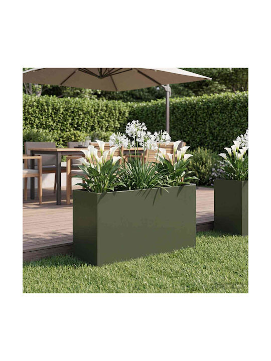 vidaXL Metallic Flower Pot Olive 80x30x50cm