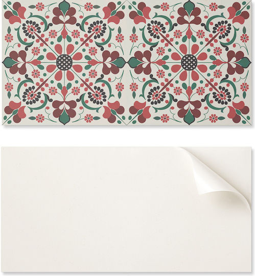 Set Wandsticker Kacheln Vinyl Blumenmuster Symmetrie 6x60x30 cm