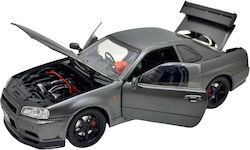 Nissan Skyline GT-R R34 Aspect Carbon Metal Die-cast Model Mașină 1/24 Sunet Lumini Uși Capote Deschise