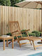 Double Wooden Beige Deckchair with Table 152x60x94.5cm