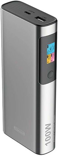 123accu Power Bank 20000mAh 100W cu Port USB-A și Port USB-C Power Delivery Argintiu