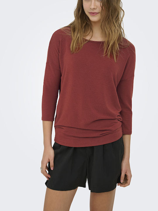 Only Damen Bluse mit 3/4 Ärmel Orange