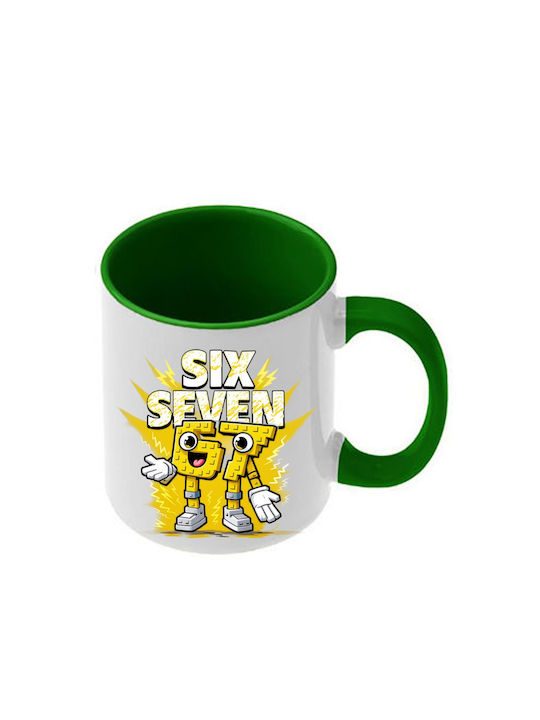 Mug Six-Seven Green Handle Interior