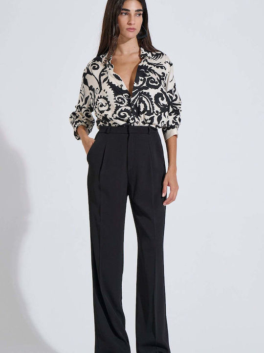 Bill Cost Women's High Waist Fabric Pants Black