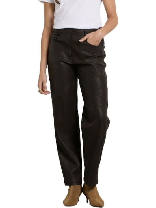 Langes Damen Stoffhose in Baggy Bein Stil Schwarz