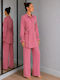 Women's Pink Set with High Rise Trousers with Rubber Band Floral