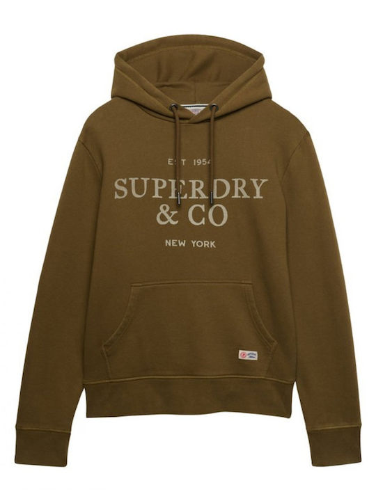 Superdry Φούτερ με Κουκούλα Καφε