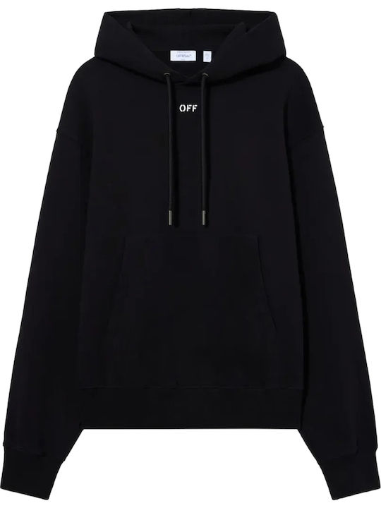 Off White Sweatshirt with Hood Black