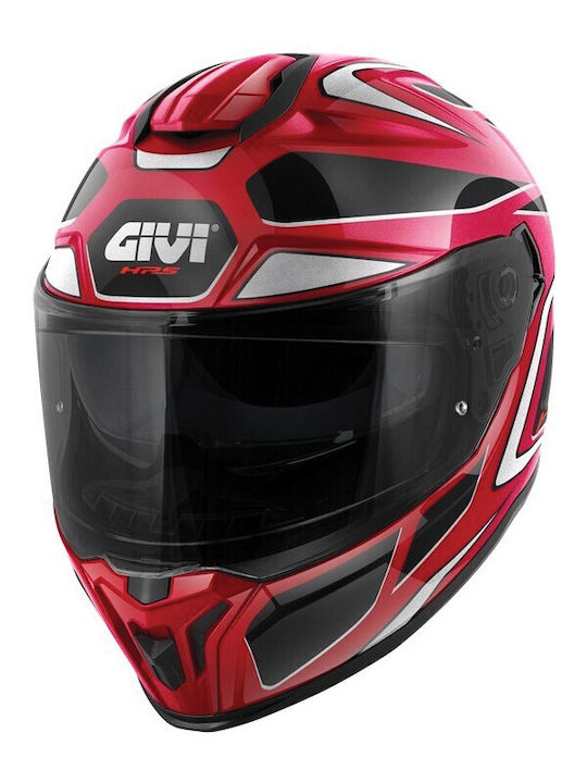 Givi H55.1 Bordeaux/Silber/Rot Glänzender Motorradhelm Volles Gesicht ECE 22.06 1550gr mit Pinlock und Sonnenblende