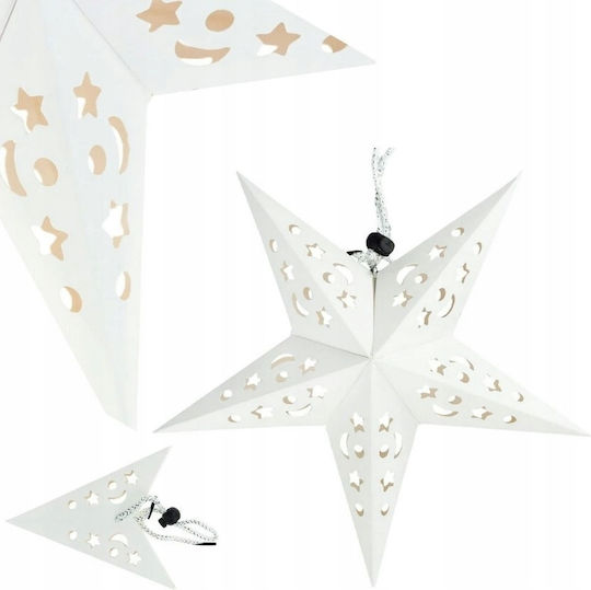 LED Paper Star With Glass Christmas Window Decoration Hanging Glass 3D
