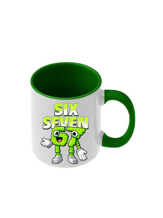 Mug Six-Seven Green Handle Interior