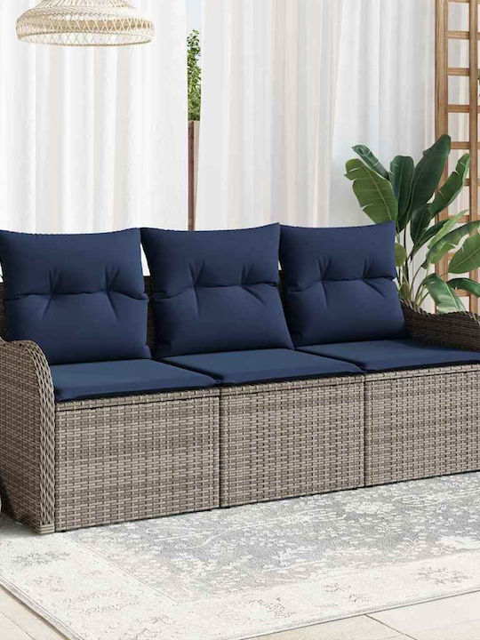 Canapea Trei Locuri De Exterior Din Rattan Cu Perne