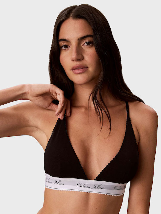 Calvin Klein Triangle Bralette Icon Baumwolle Modal Schwarz Damen Unterwäsche