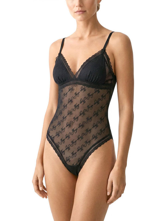 Hugo Body cu dantelă C-thru All Over Logo Negru