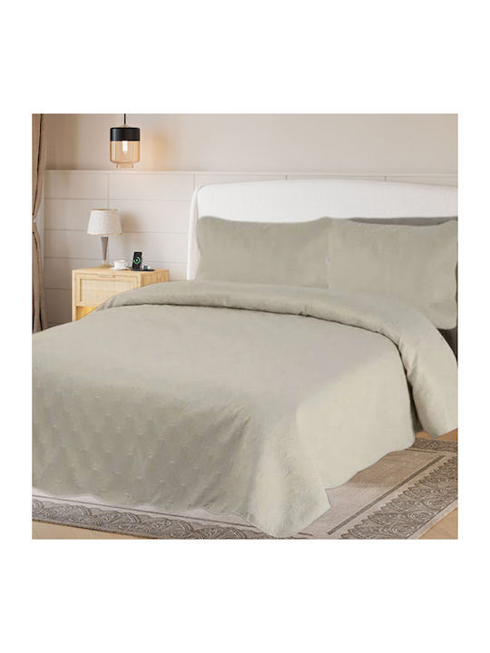 SpitiBazaar Set Double Cotton Beige Coverlets 220x240cm 3 Pieces