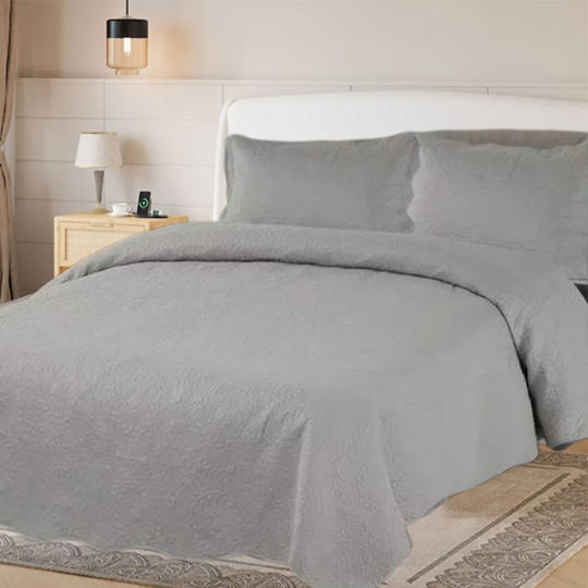 SpitiBazaar Coverlets Set Super Double Grey 220x240cm 3 Pieces