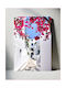 Painting Charming White Alley Vibrant Pink Flowers 100x150