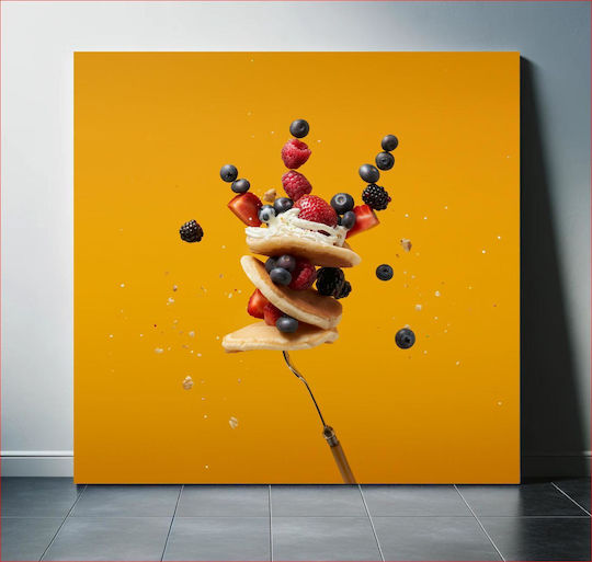 Πίνακας Floating Pancakes Berries Πλωτές Τηγανίτες Μούρα 110x110