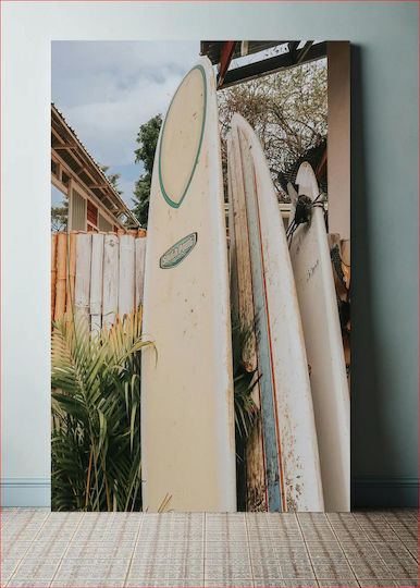 Surfboards By The Fence Σανίδες Του Σερφ Δίπλα Στο Φράχτη σε Καμβά