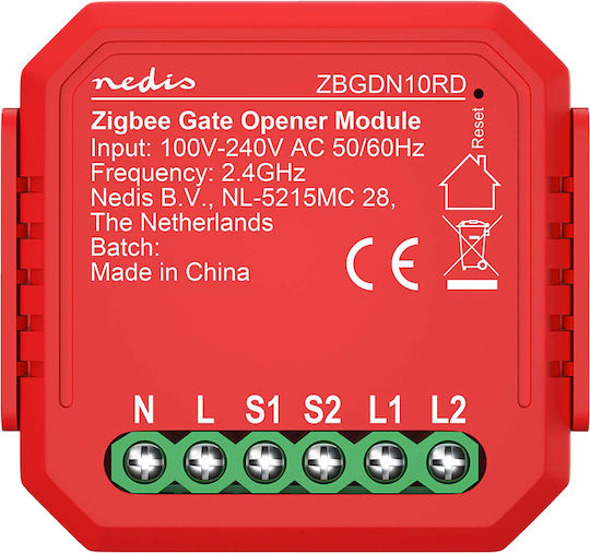 Nedis Zigbee 3.0 2.5w Smart Switch Garage Door Openers Red