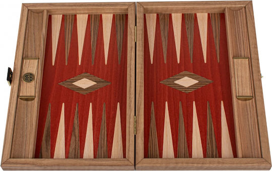 Manopoulos Walnut Wooden Checkers & Dice for Backgammon Handmade Red 20cm