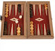 Manopoulos Walnut Wooden Checkers & Dice Set for Backgammon Handmade Red / Brown 20cm