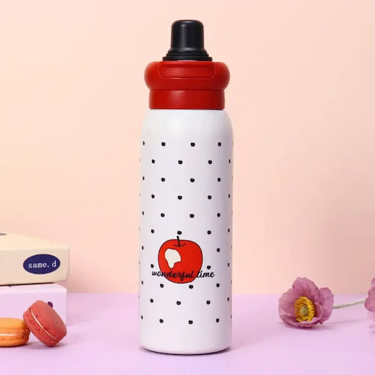 Rostfreier Stahl Kinder Trinkflasche Thermos mit Stroh Rot 650ml