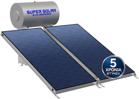 Super Solar Ηλιακός Θερμοσίφωνας 160lt Glass Τριπλής Ενέργειας 3τ.μ. Χαμηλού Ύψους Επιλεκτικός