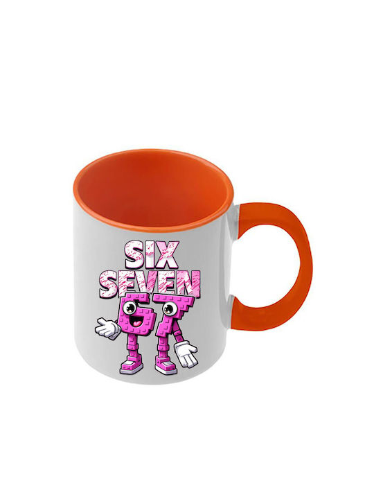 Mug Six-Seven Orange Handle Interior