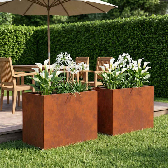 vidaXL Set of 2 Metallic Rusty Flower Pots 40cm