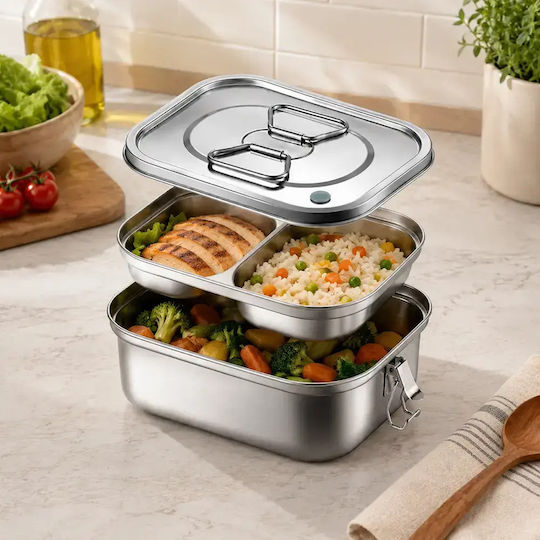 Pandaboo Inox Mittagsbox Mit Fächern 1lt