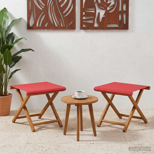 Scaun De Exterior Din Lemn Roșu Cu Pernă 2 Bucăți 41x42x36.5 Cm