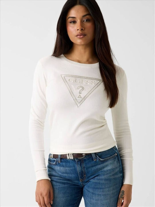 Guess Triangle Women's Long Sleeve Ecru Blouse