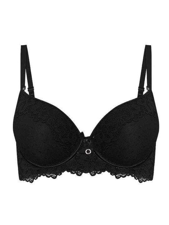 Celestino Women's Bra Lace Strass Detail Black