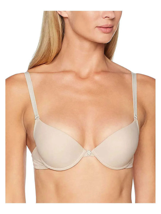 Beige Büstenhalter Liegestütz mit Bügel 9352-Tiera