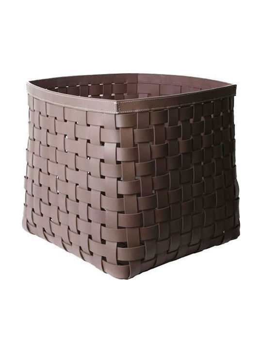 Decorative Artificial Leather Basket White 35x35x35cm